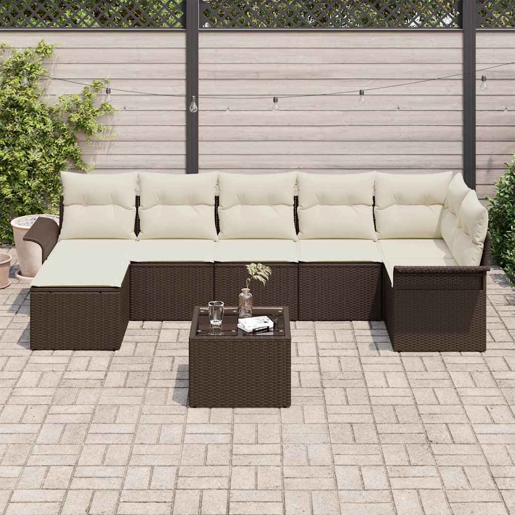Gartensofa-set 8 Stk. Braun Poly-Rattan