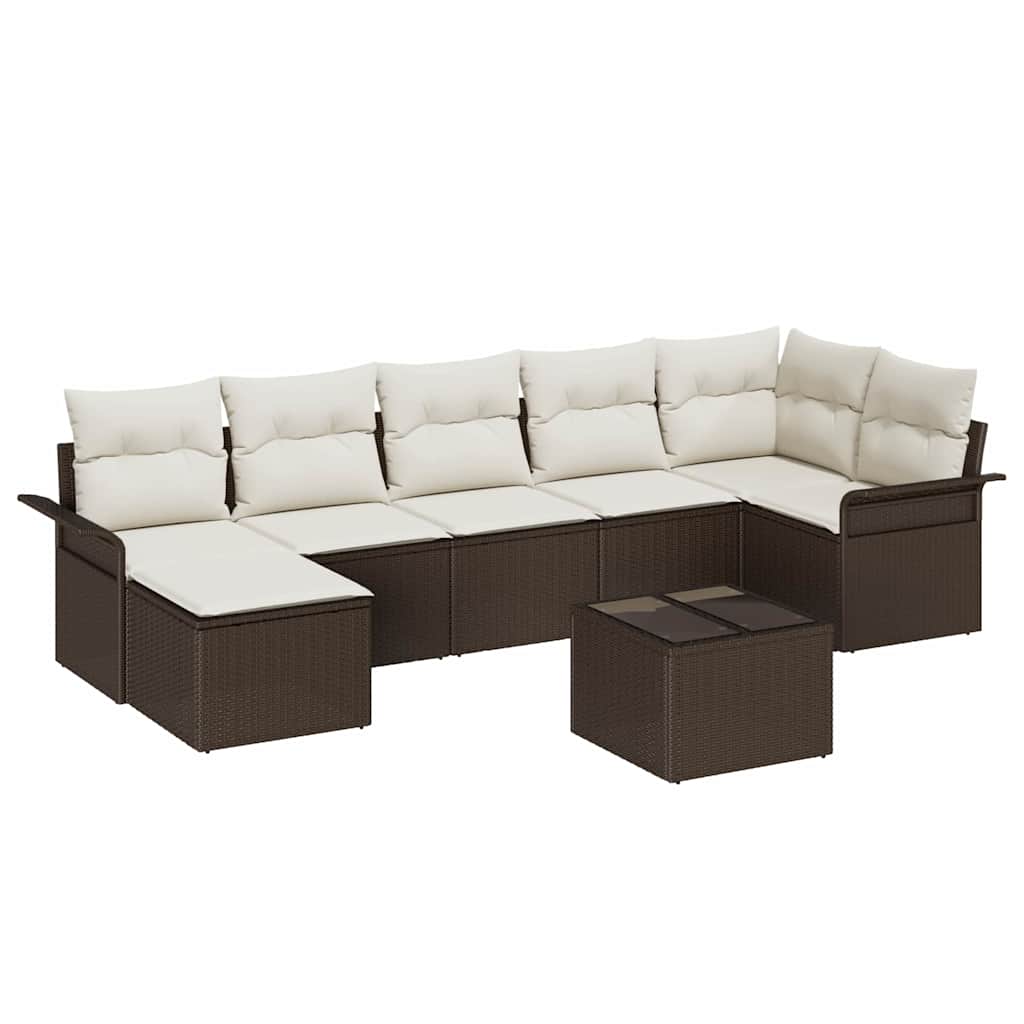 Gartensofa-set mit Kissen 8 pcs Braun Poly-Rattan