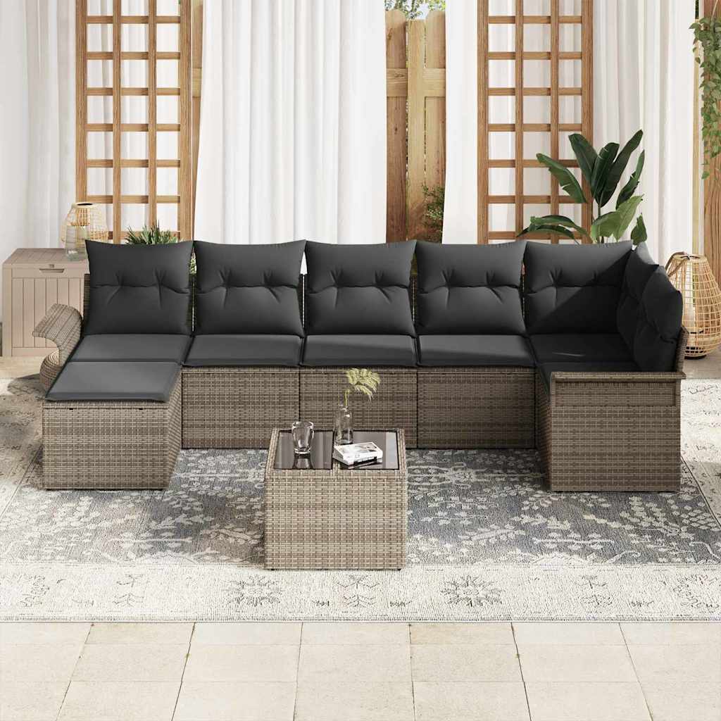 Gartensofa-set 8 stk. Grau Poly-Rattan
