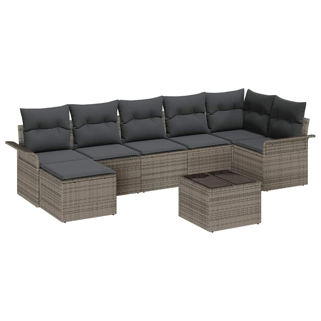 Gartensofa-set 8 stk. Grau Poly-Rattan