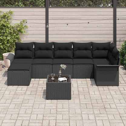Gartensofa-set 8 stk. Schwarz Poly-Rattan