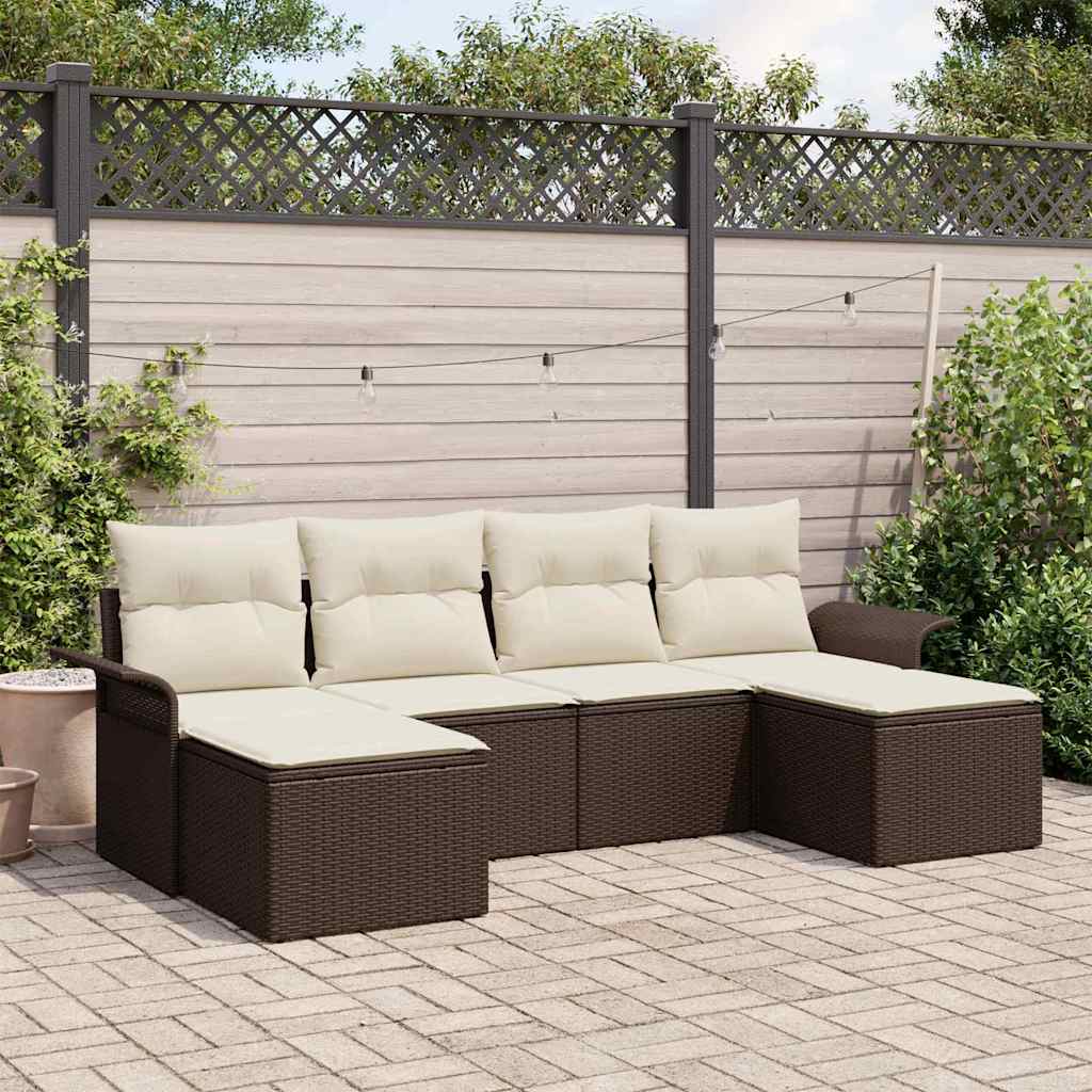Gartensofa-set 6 Stk. Braun Poly-Rattan