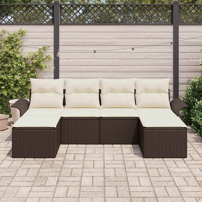 Gartensofa-set 6 stk. Braun Poly-Rattan