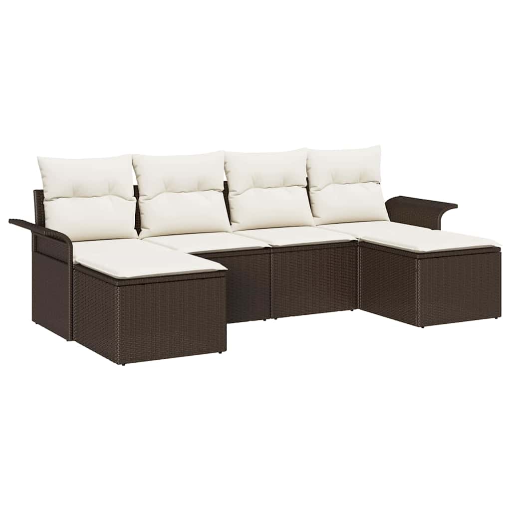 Gartensofa-set 6 Stk. Braun Poly-Rattan