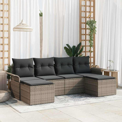 Gartensofa-set 6 stk. Grau Poly-Rattan
