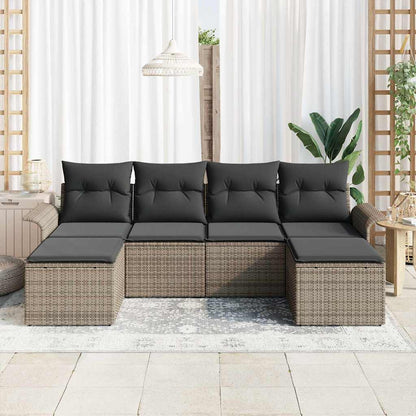 Gartensofa-set 6 stk. Grau Poly-Rattan
