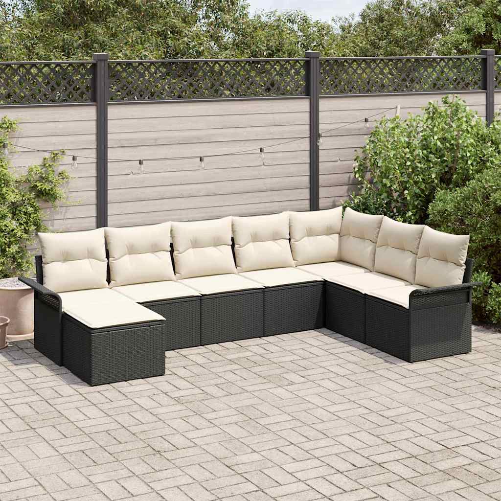 Gartensofa-set 8 stk. Schwarz Poly-Rattan