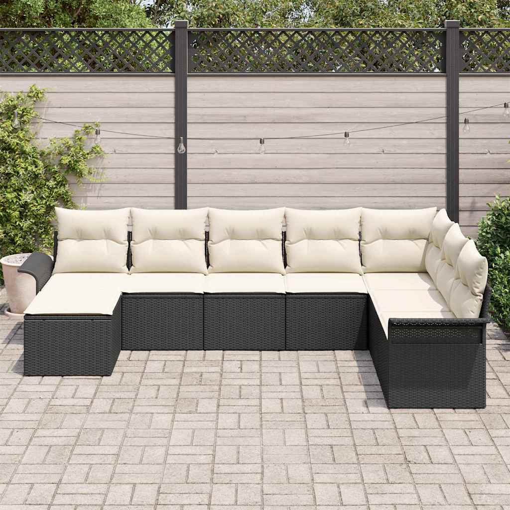 Gartensofa-set 8 stk. Schwarz Poly-Rattan