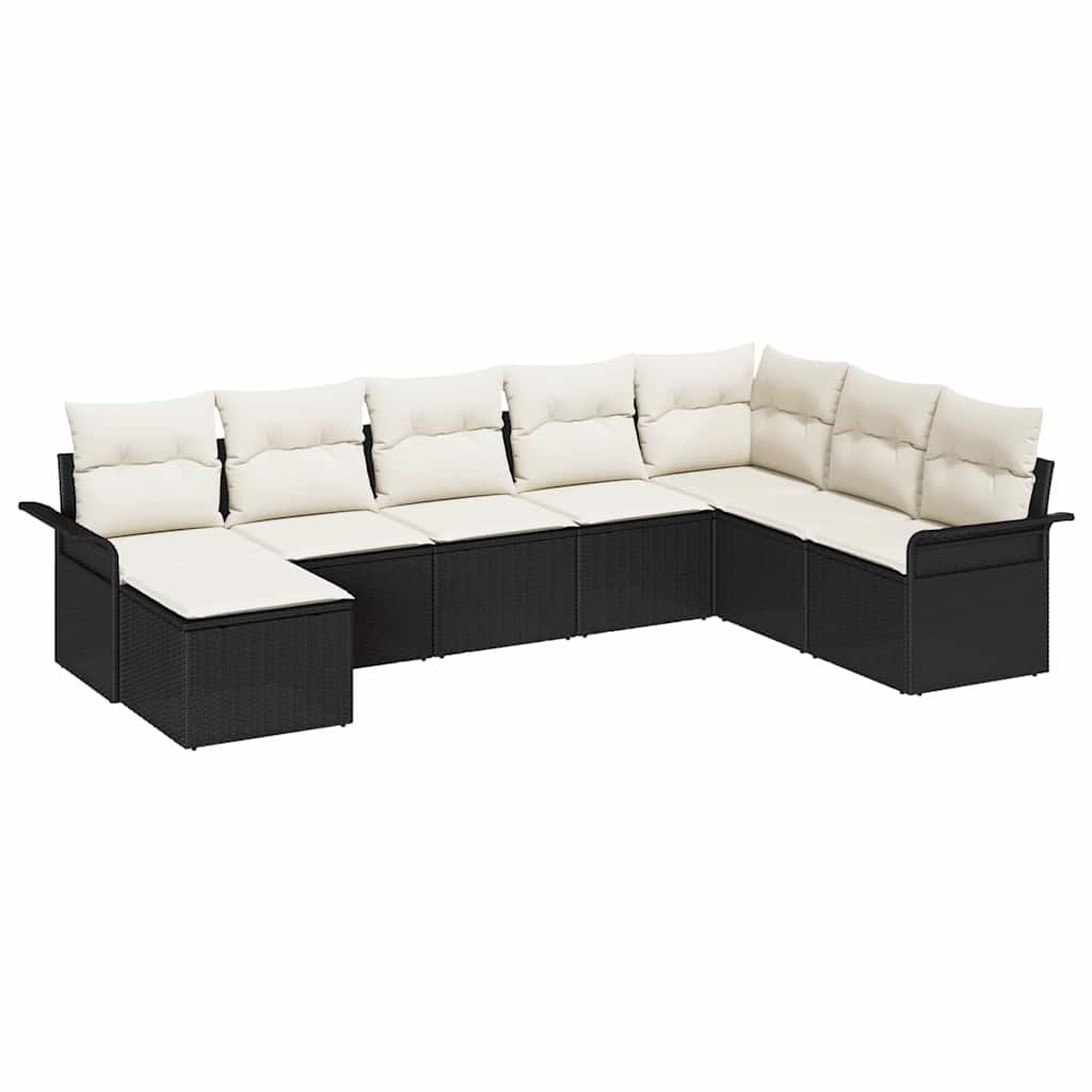 Gartensofa-set 8 stk. Schwarz Poly-Rattan