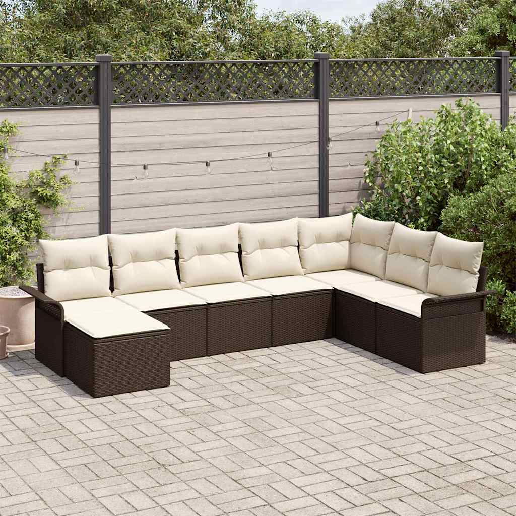 Gartensofa-set 8 stk. Braun Poly-Rattan