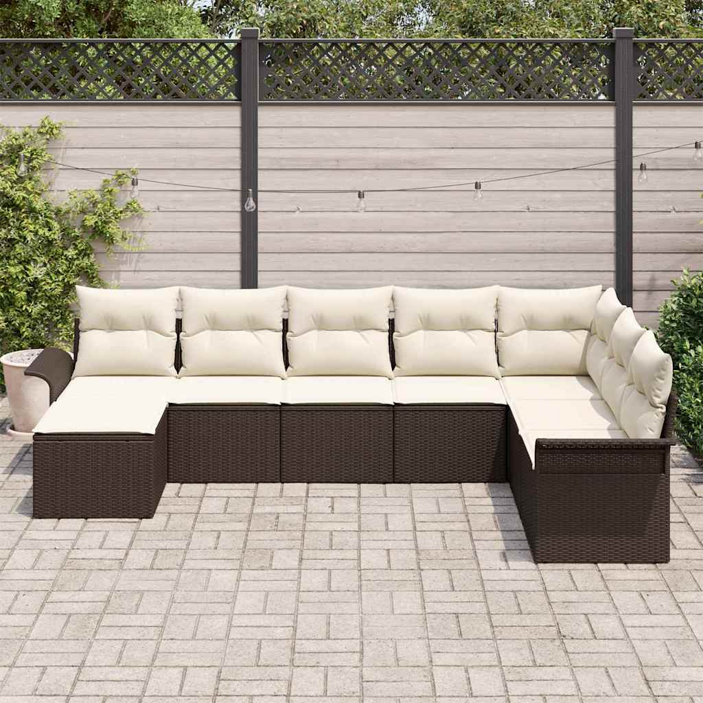 Gartensofa-set 8 stk. Braun Poly-Rattan