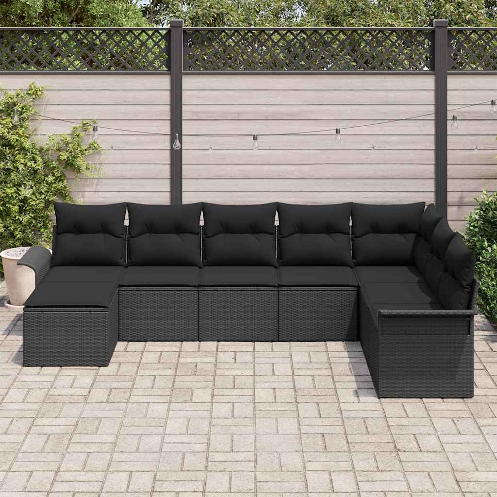 Gartensofa-set 8 stk. Schwarz Poly-Rattan
