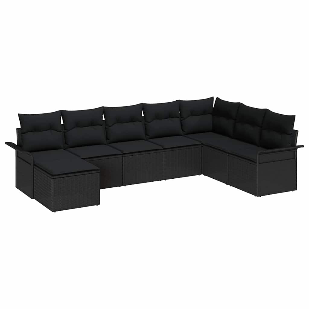 Gartensofa-set 8 stk. Schwarz Poly-Rattan