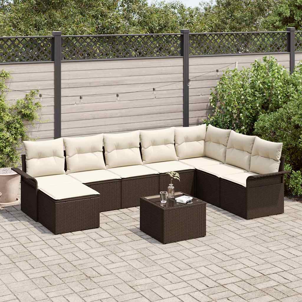 Gartensofa-set 9 stk. Braun Poly-Rattan