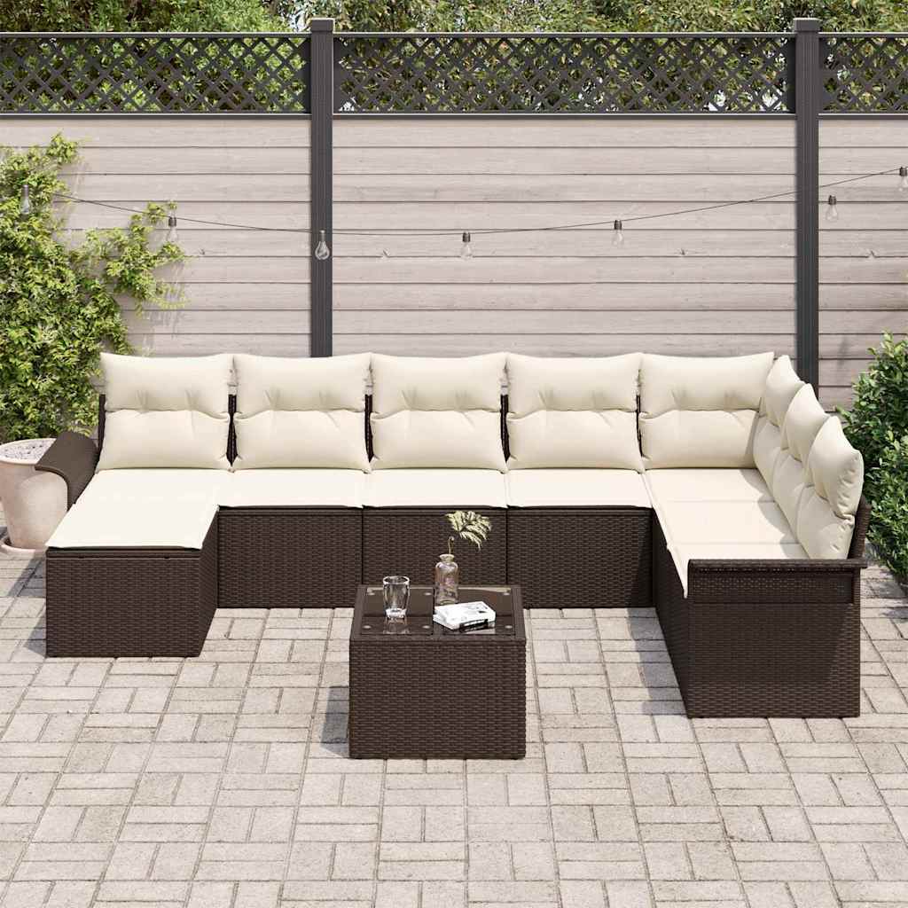 Gartensofa-set 9 stk. Braun Poly-Rattan