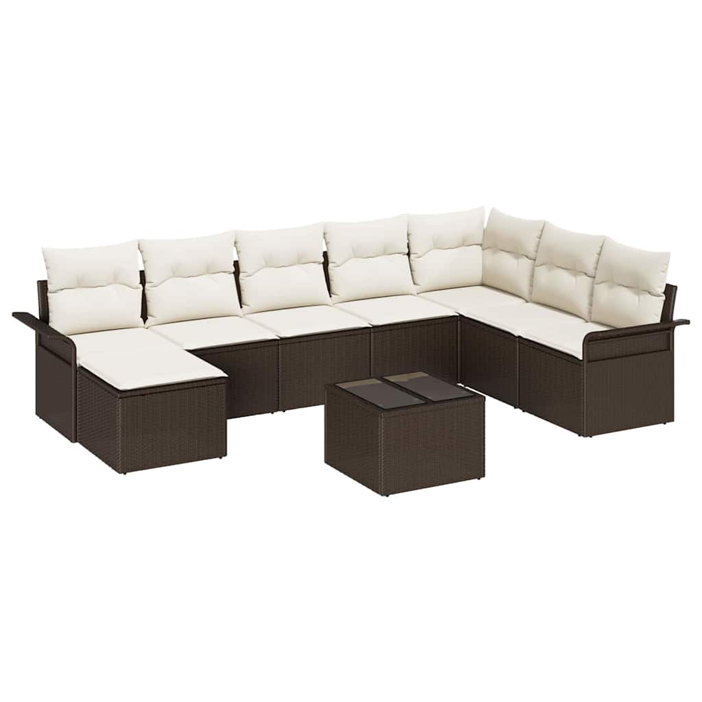 Gartensofa-set 9 stk. Braun Poly-Rattan