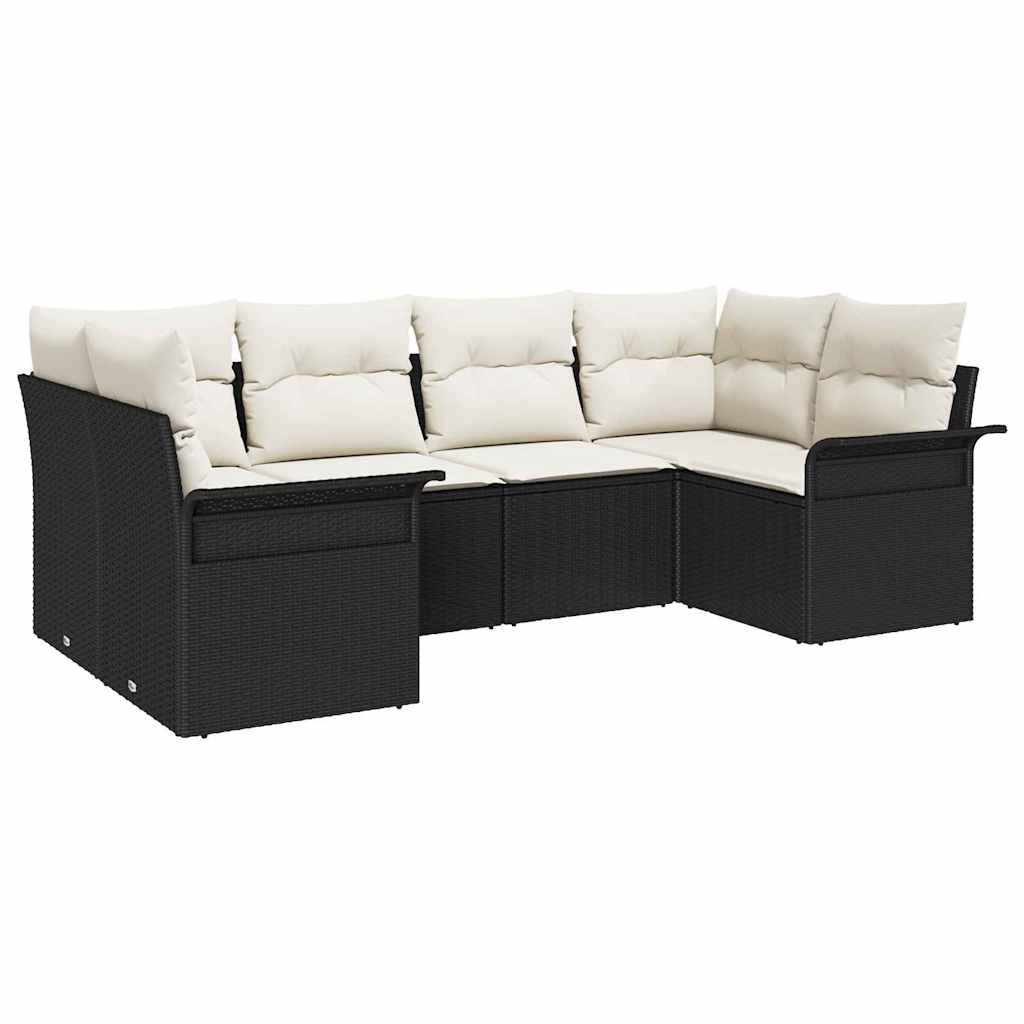 Gartensofa-set 6 stk. Schwarz Poly-Rattan