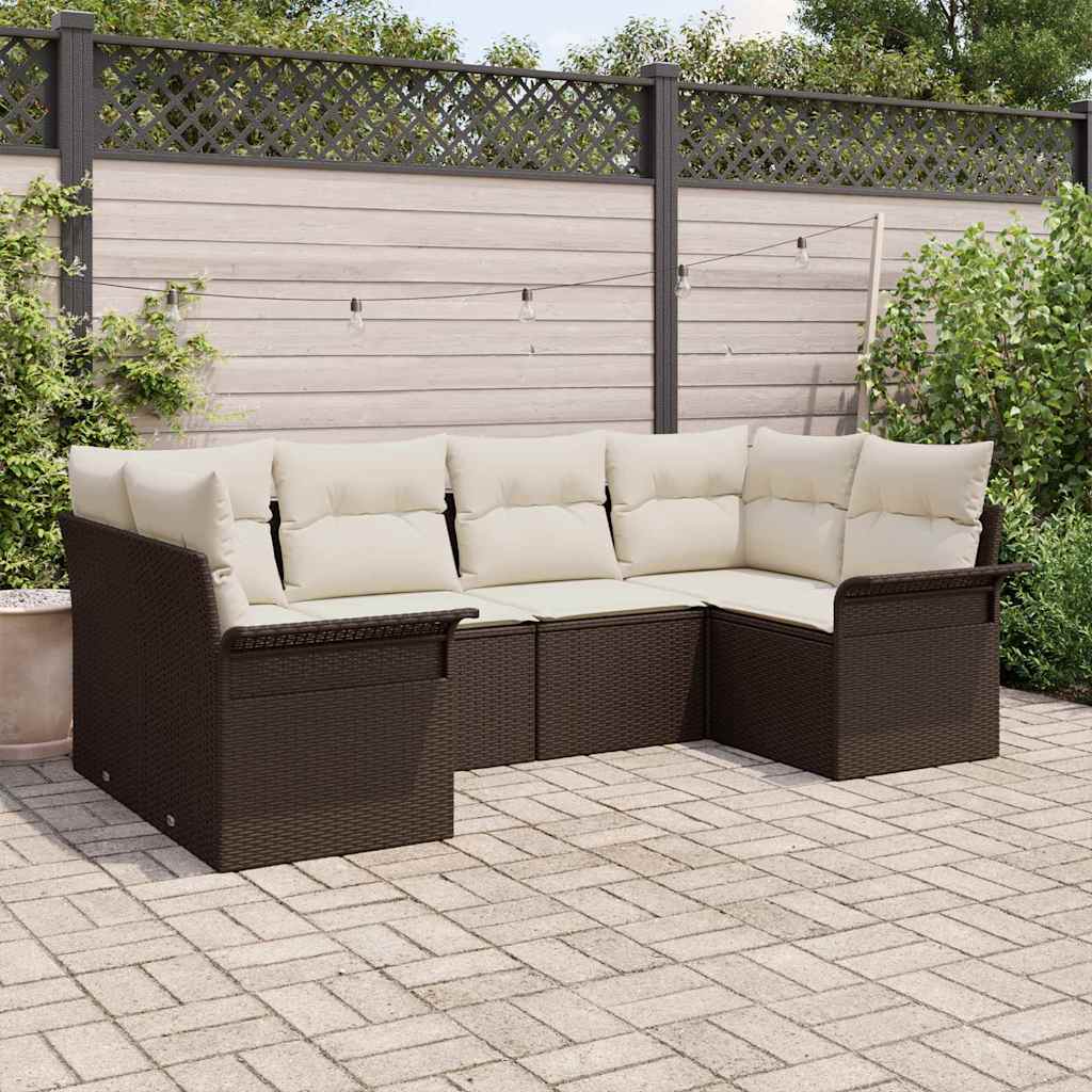 Gartensofa-set 6 stk. Braun Poly-Rattan
