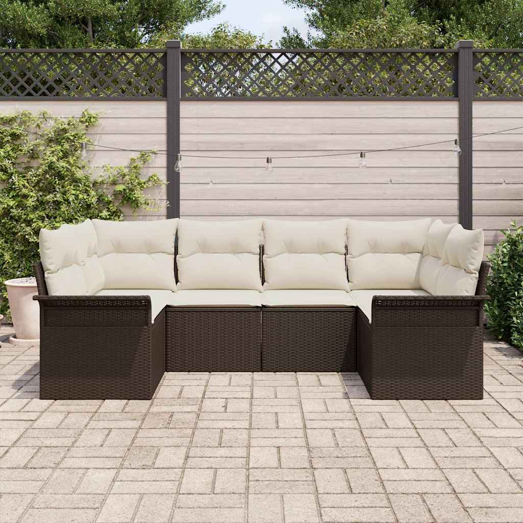 Gartensofa-set 6 stk. Braun Poly-Rattan