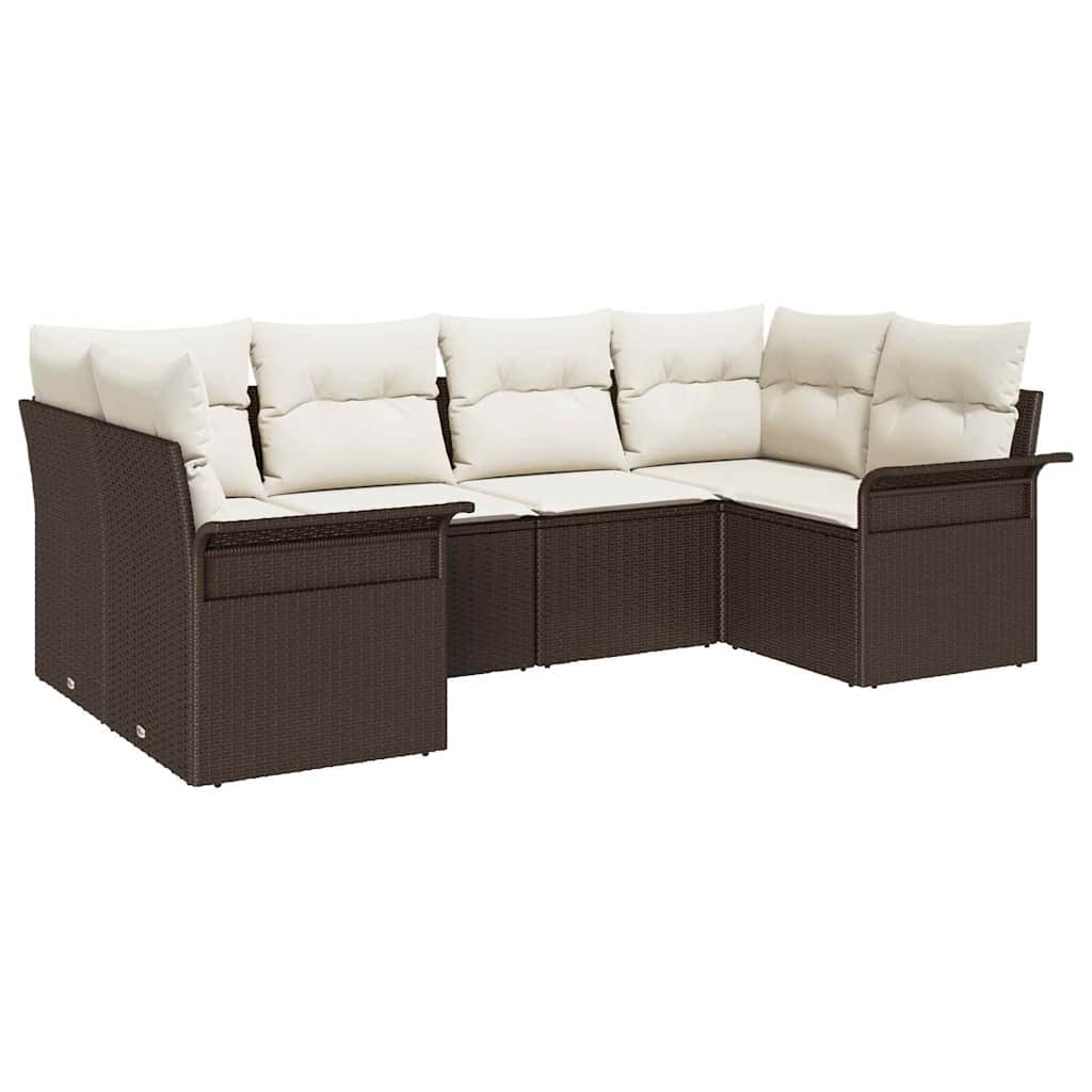 Gartensofa-set 6 stk. Braun Poly-Rattan