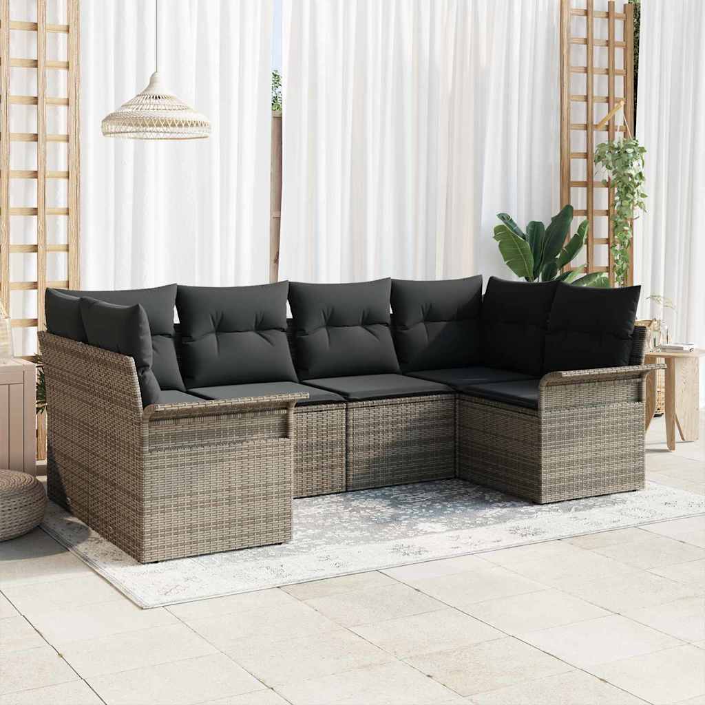 Gartensofa-set 6 stk. Grau Poly-Rattan