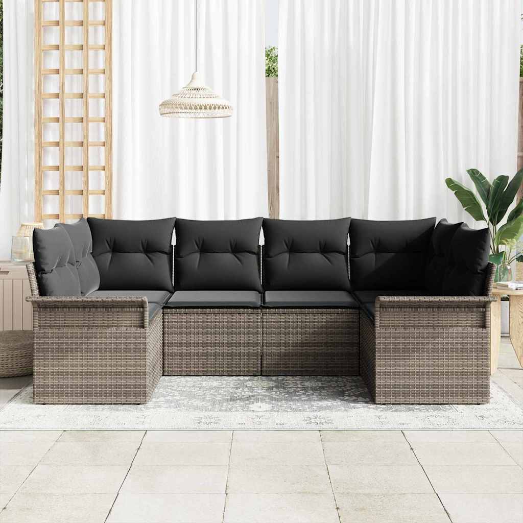 Gartensofa-set 6 stk. Grau Poly-Rattan