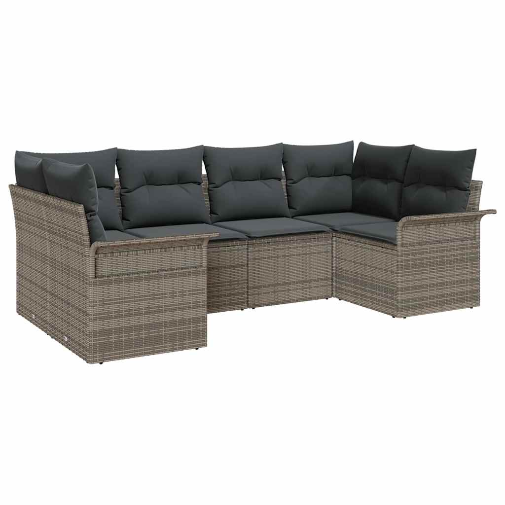 Gartensofa-set 6 stk. Grau Poly-Rattan