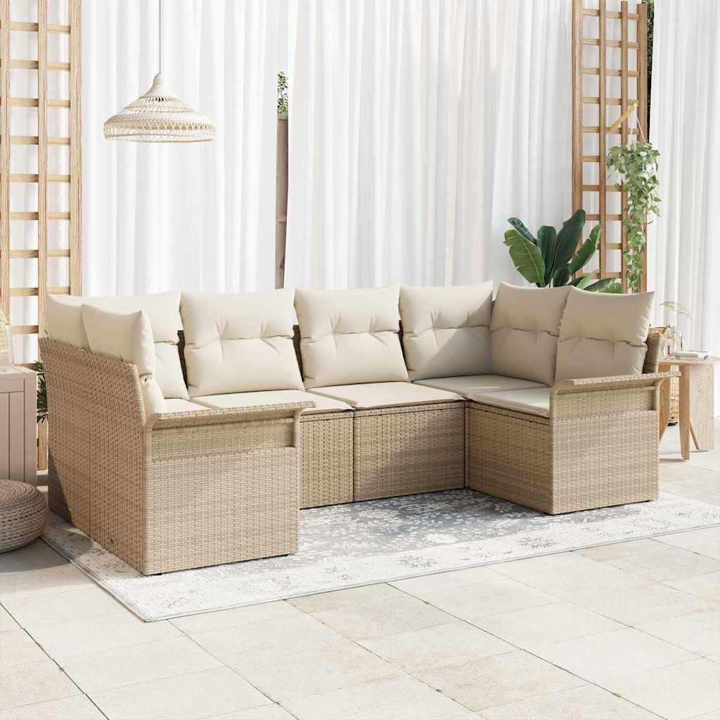 Gartensofa-set 6 stk. Beige Poly-Rattan