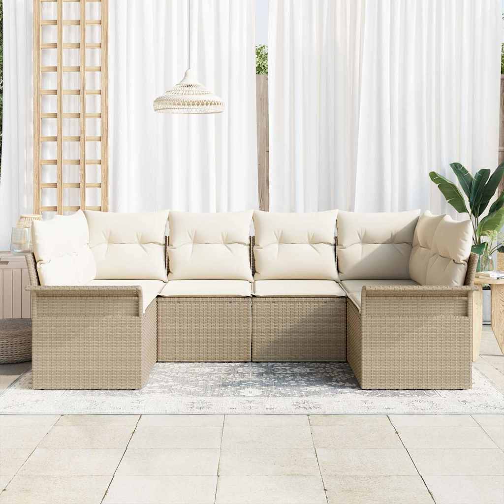 Gartensofa-set 6 stk. Beige Poly-Rattan