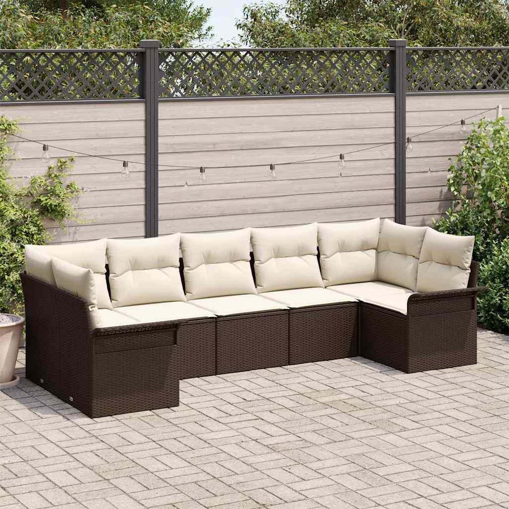 Gartensofa-set 7 stk. Braun Poly-Rattan