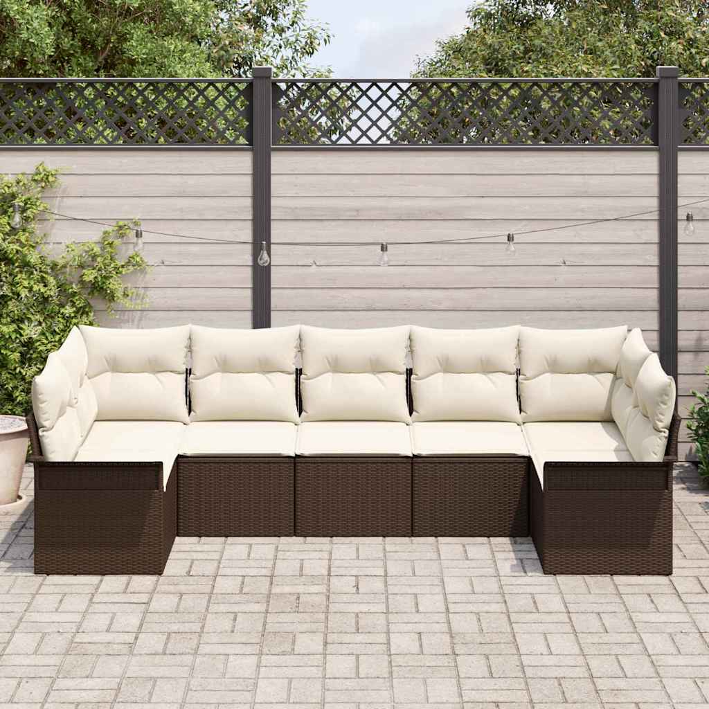 Gartensofa-set 7 stk. Braun Poly-Rattan