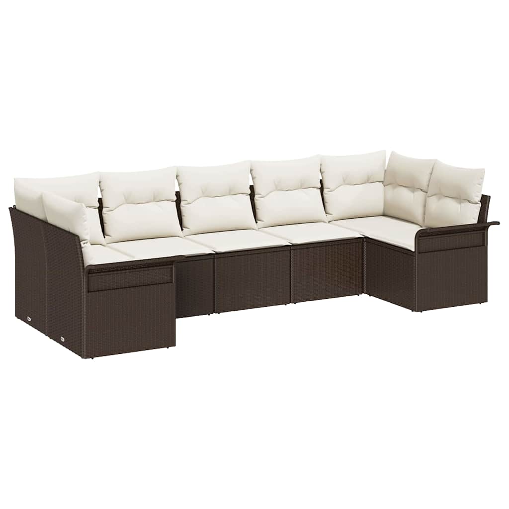 Gartensofa-set 7 stk. Braun Poly-Rattan
