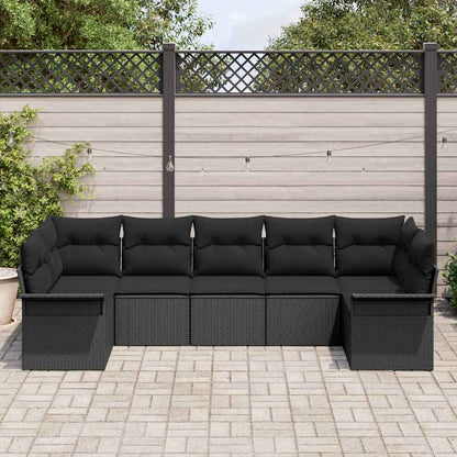 Gartensofa-set 7 stk. Schwarz Poly-Rattan