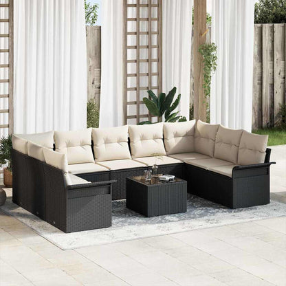 Gartensofa-set 10 stk. Schwarz Poly-Rattan