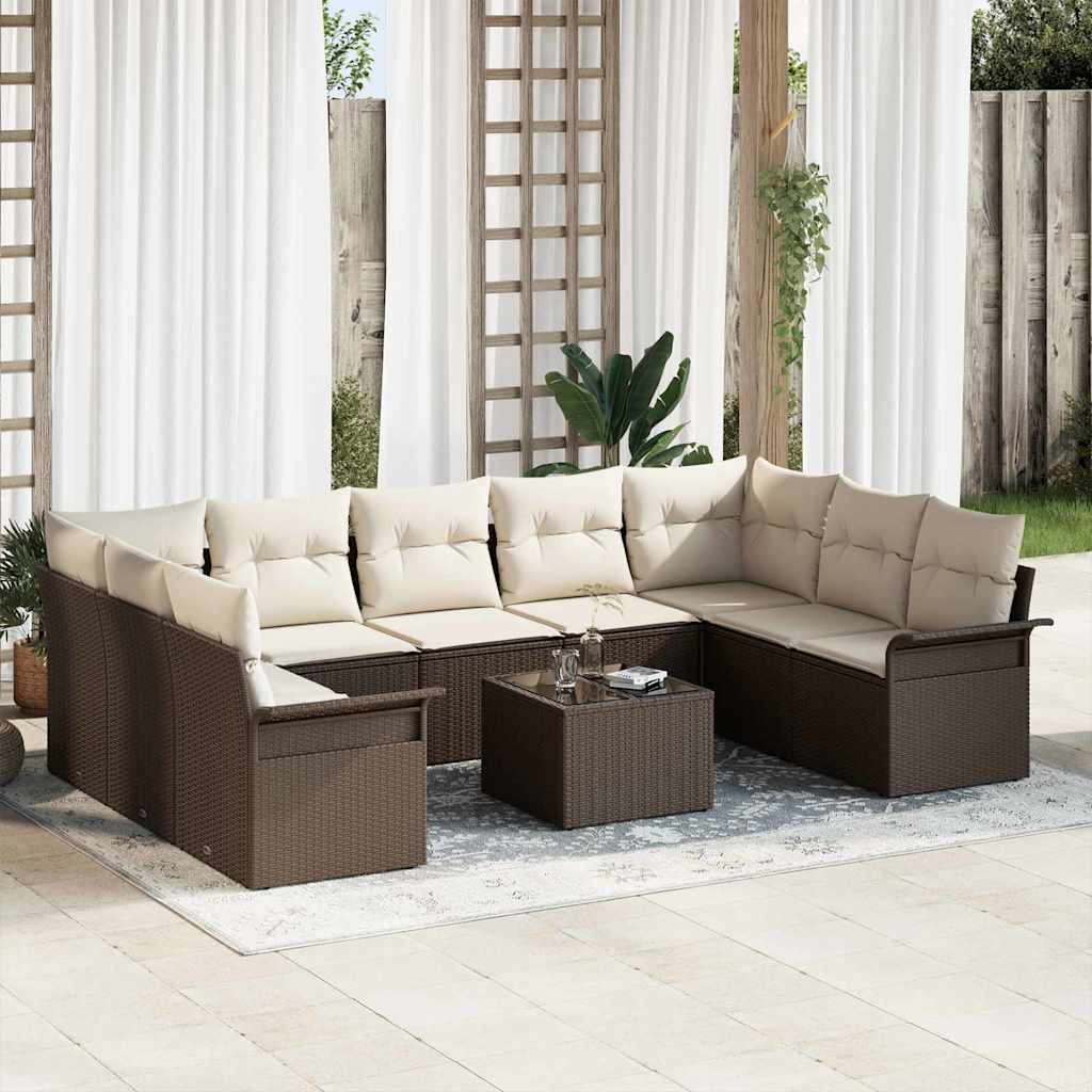 Gartensofa-set 10 stk. Braun Poly-Rattan