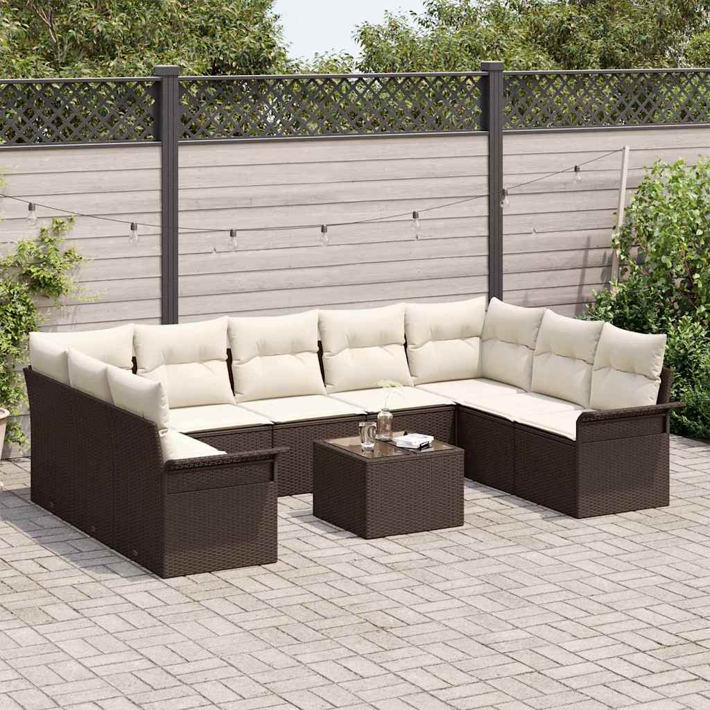 Gartensofa-set 10 stk. Braun Poly-Rattan