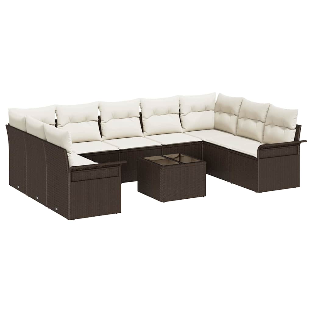 Gartensofa-set 10 stk. Braun Poly-Rattan