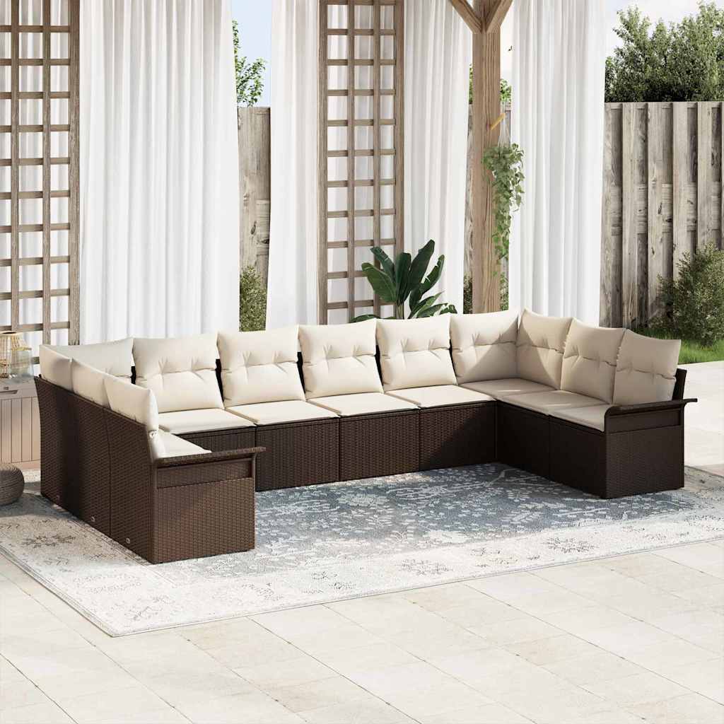 Gartensofa-set 10 stk. Braun Poly-Rattan