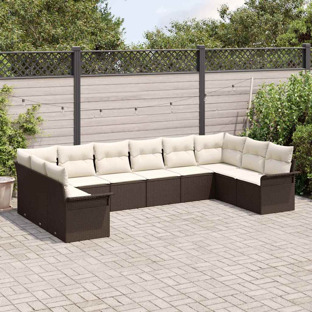 Gartensofa-set 10 stk. Braun Poly-Rattan