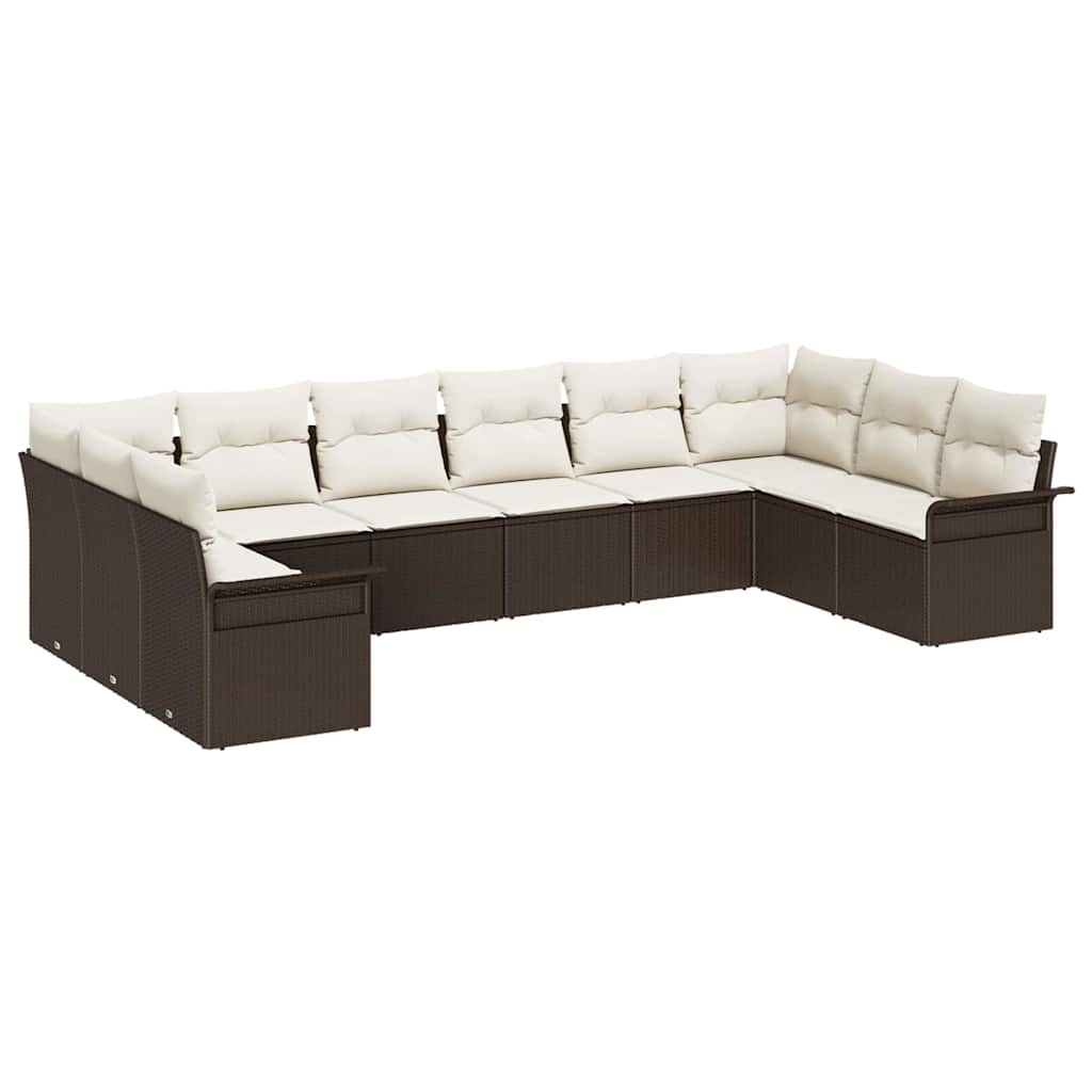 Gartensofa-set 10 stk. Braun Poly-Rattan