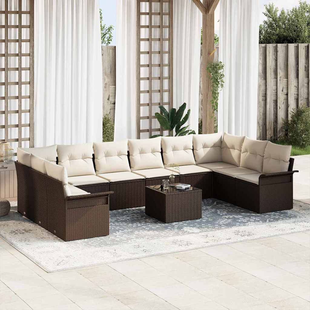 Gartensofa-set 11 Stk. Braun Poly-Rattan