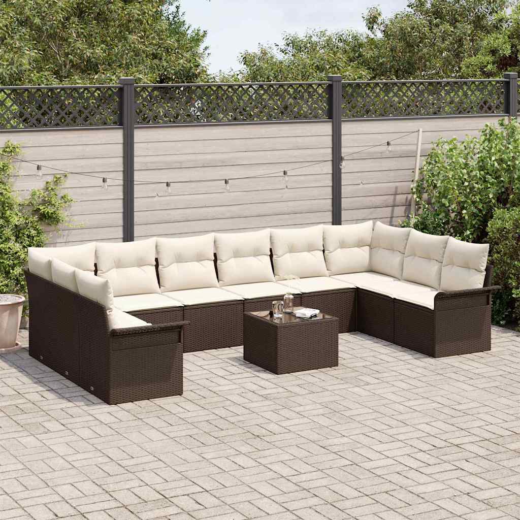 Gartensofa-set 11 Stk. Braun Poly-Rattan