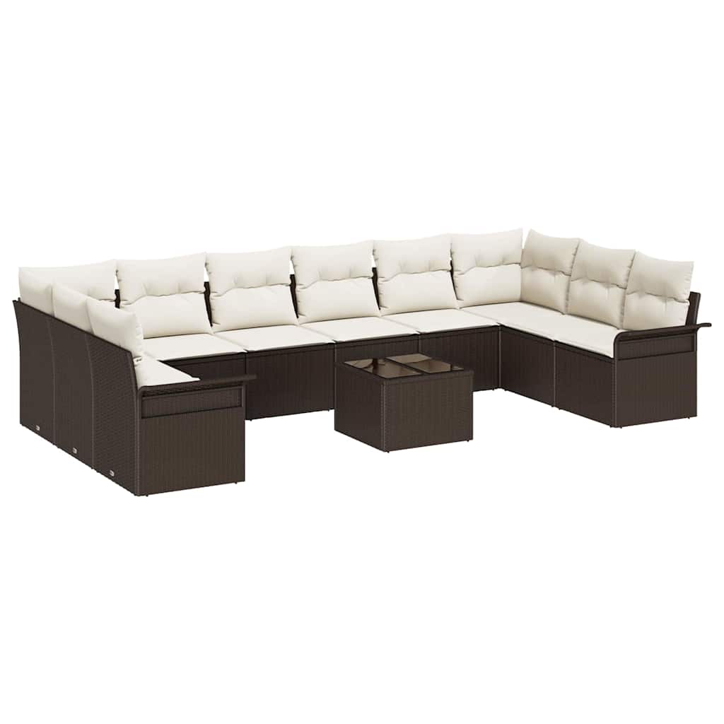 Gartensofa-set 11 Stk. Braun Poly-Rattan