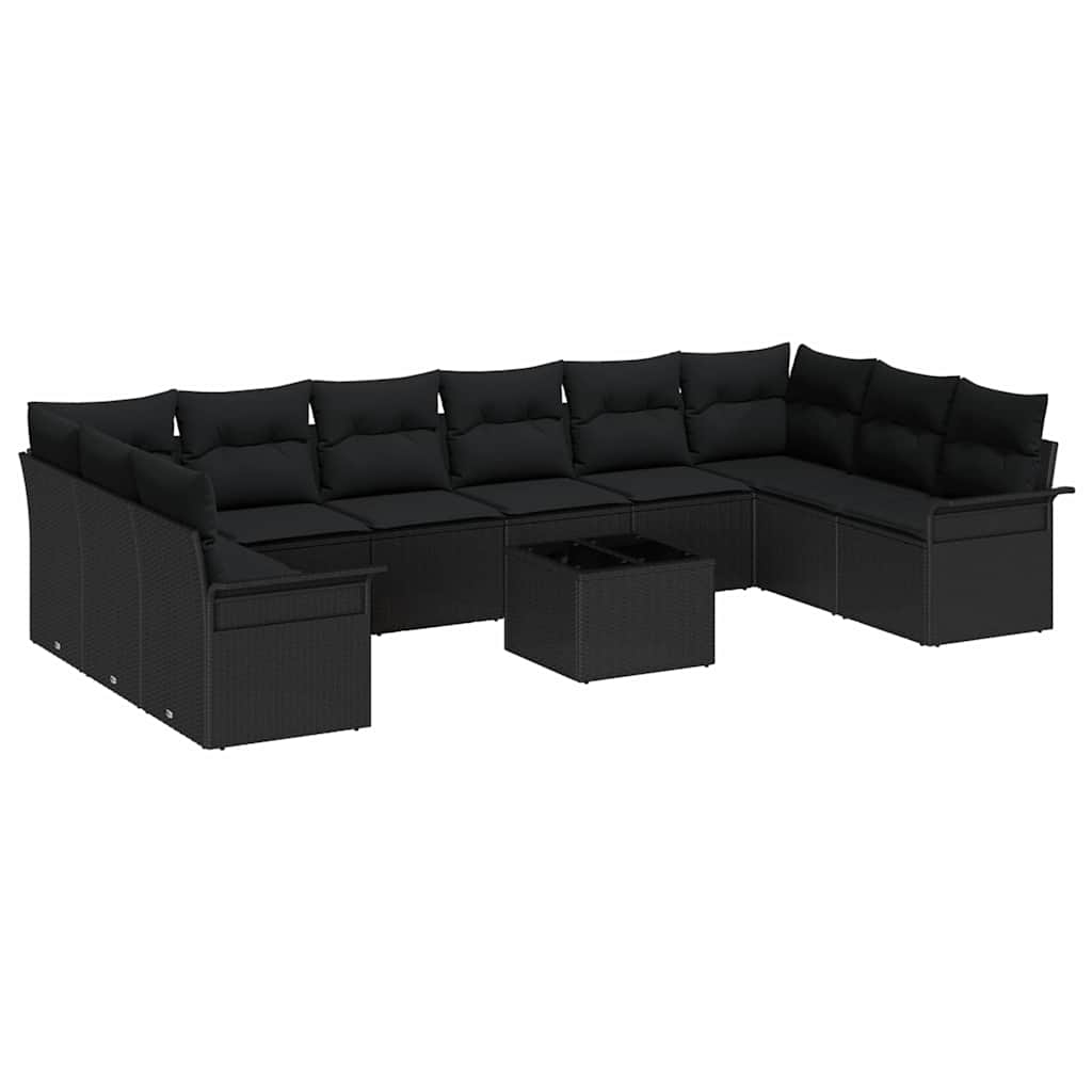Gartensofa-set 11 stk. Schwarz Poly-Rattan