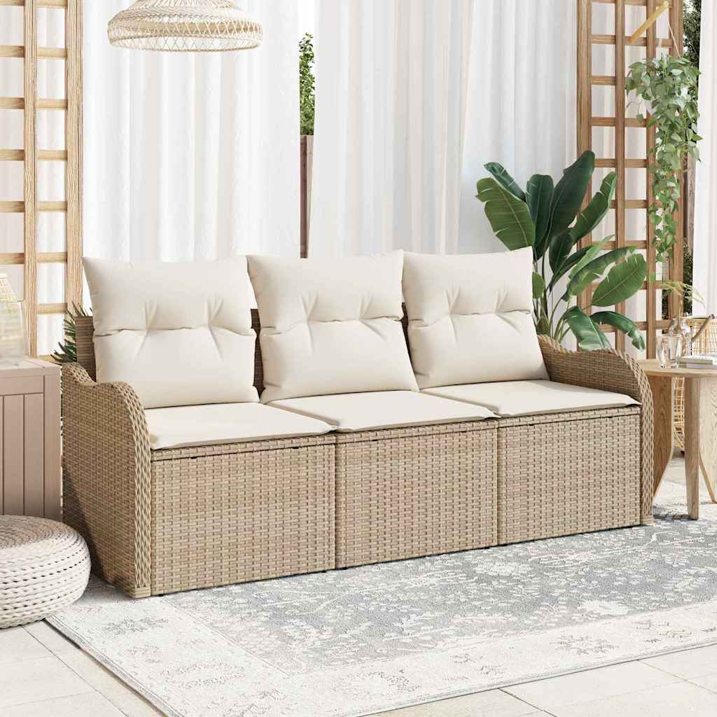 Gartensofa-set 3 stk. Beige Poly-Rattan