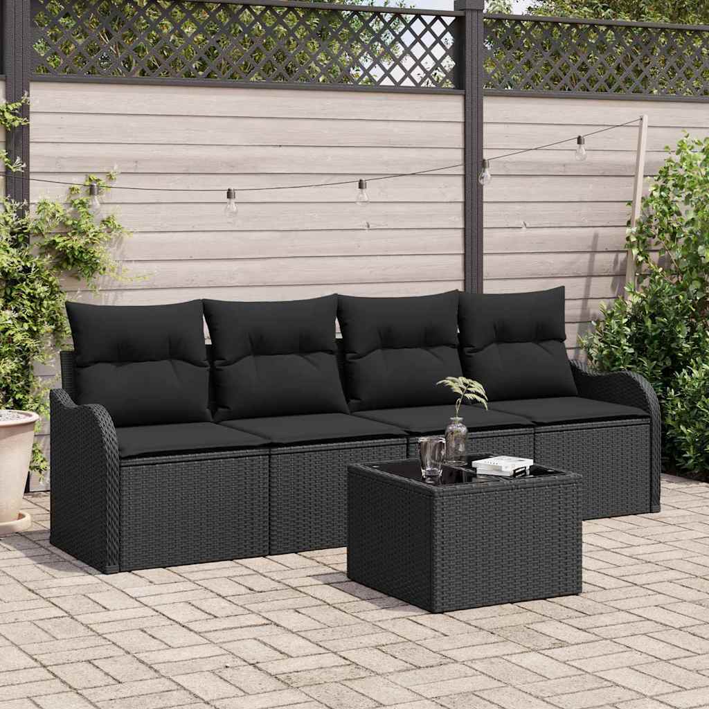 Gartensofa-set Schwarz Poly-Rattan
