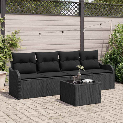 Gartensofa-set Schwarz Poly-Rattan