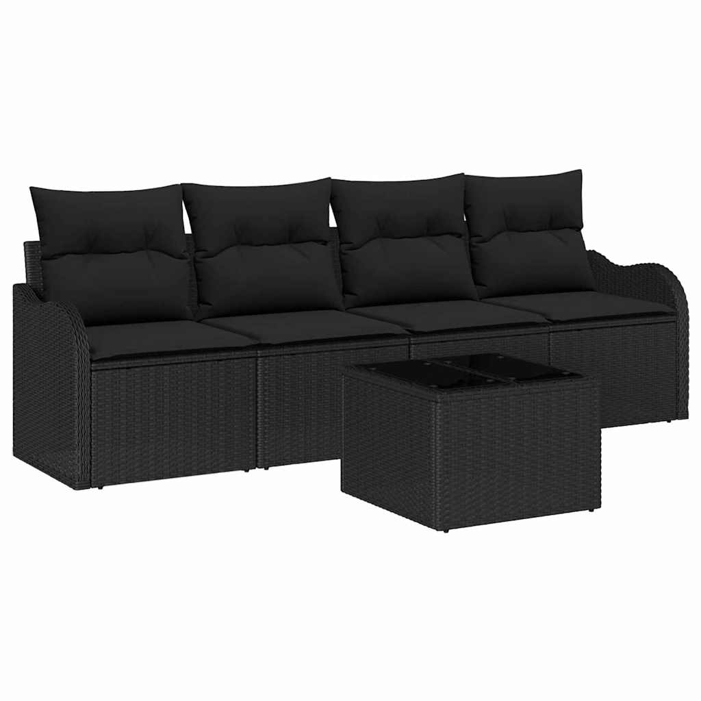 Gartensofa-set Schwarz Poly-Rattan