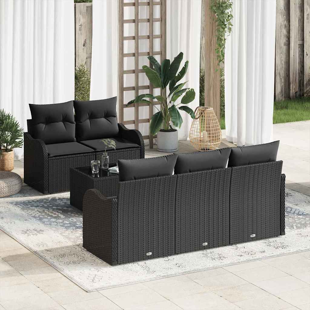 Gartensofa-set Schwarz Poly-Rattan