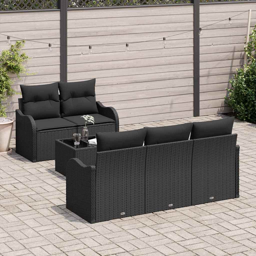 Gartensofa-set Schwarz Poly-Rattan